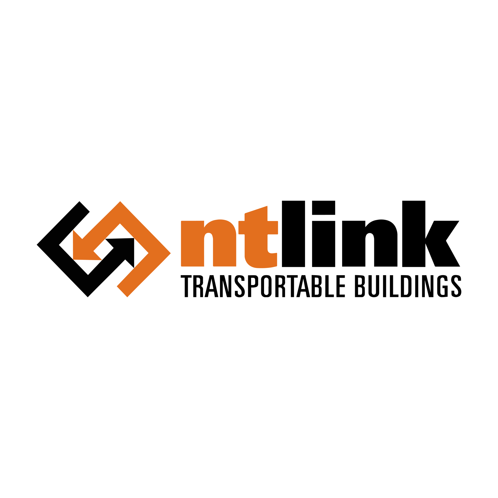 The logo for ntlink transportable buildings is orange and black.