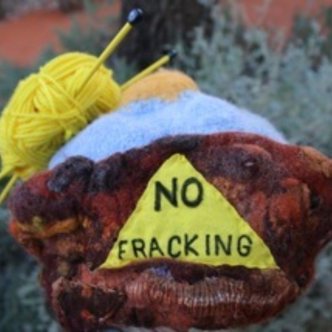 A sign that says no fracking on it