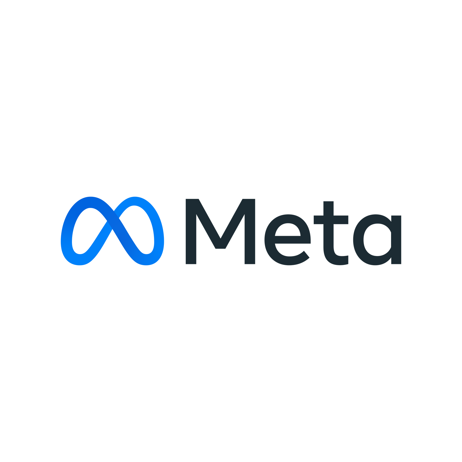 Meta logo: Blue infinity symbol next to the word "Meta" in dark blue text.