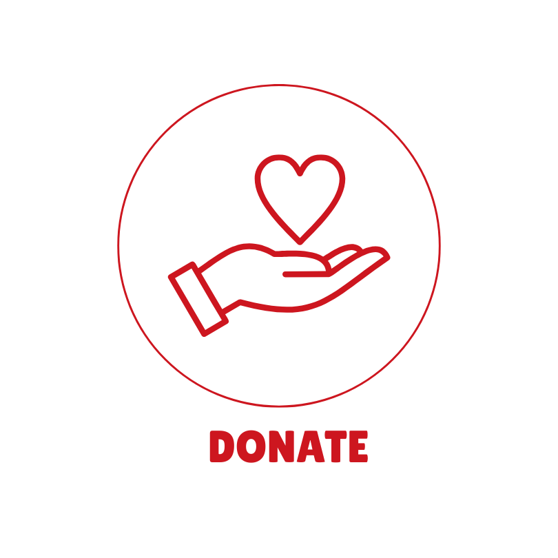 A hand is holding a heart in a red circle.