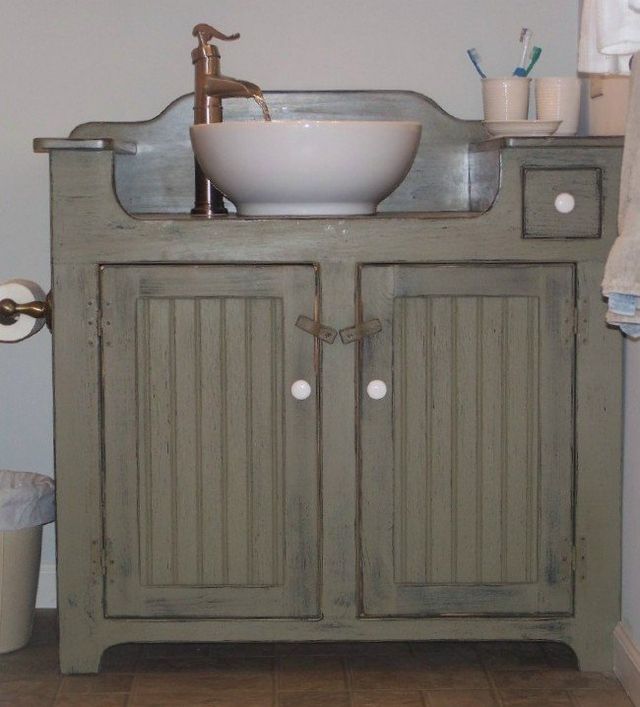 Dry Sink Bathroom Vanity Country Pine 1890 Primitive Dry Sink, Zinc