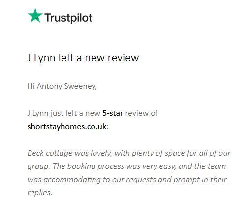 5 star review of Beck Cottage. Spacious and lovely.