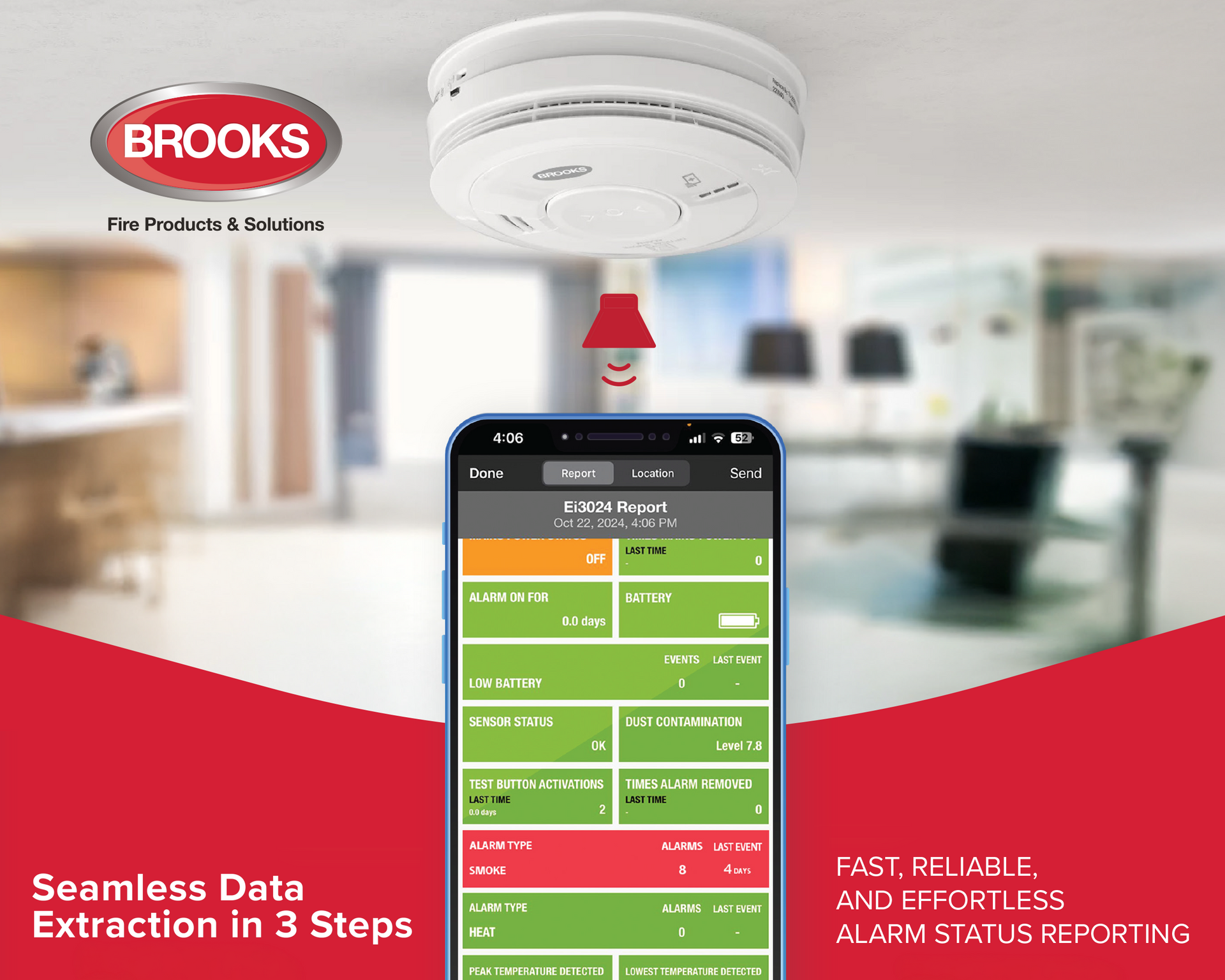 A Brooks smoke alarm transmits status data to a smartphone app — Instant Spark Electrical in Glen Isla, QLD