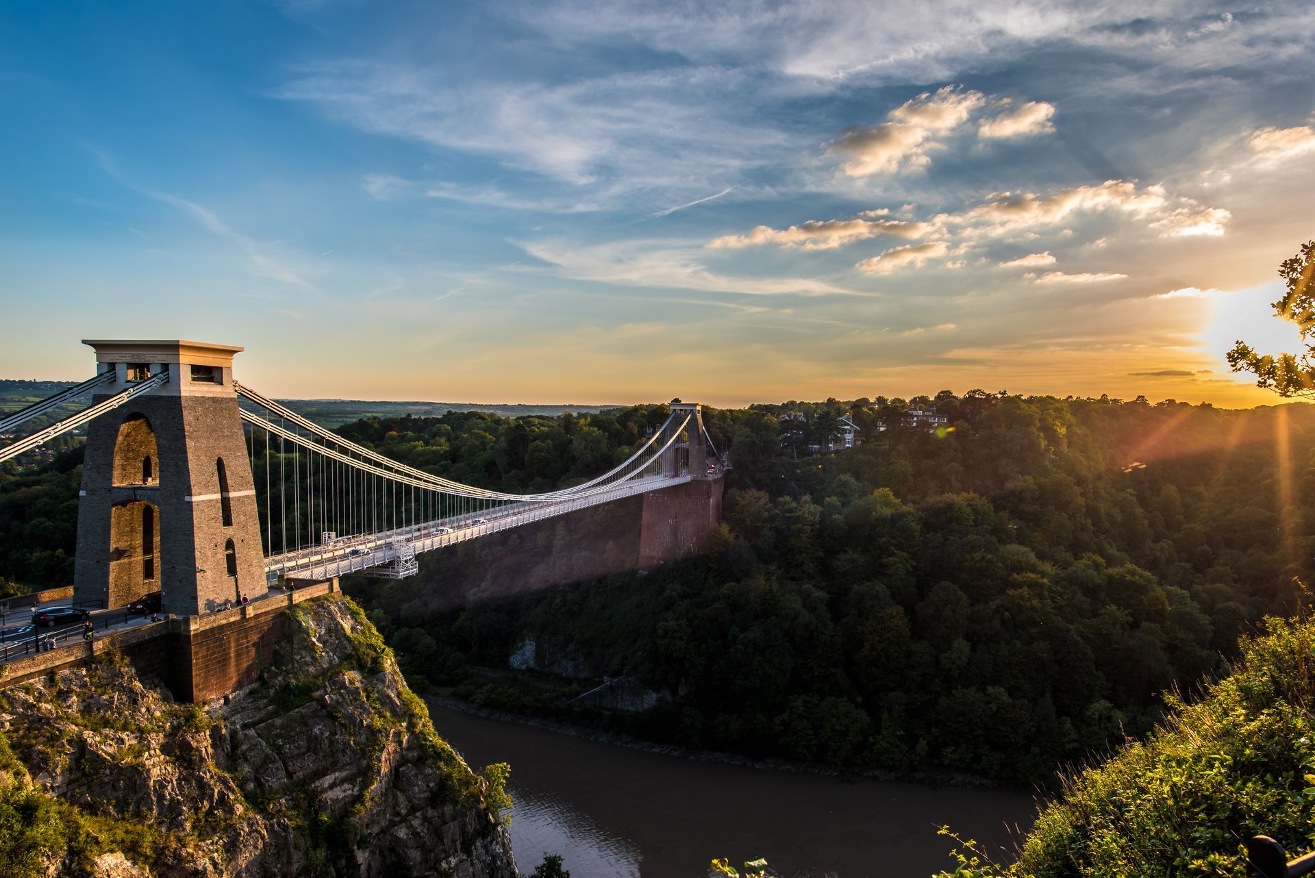 Clifton Suspension Bridge during a Summer Sunset in Bristol