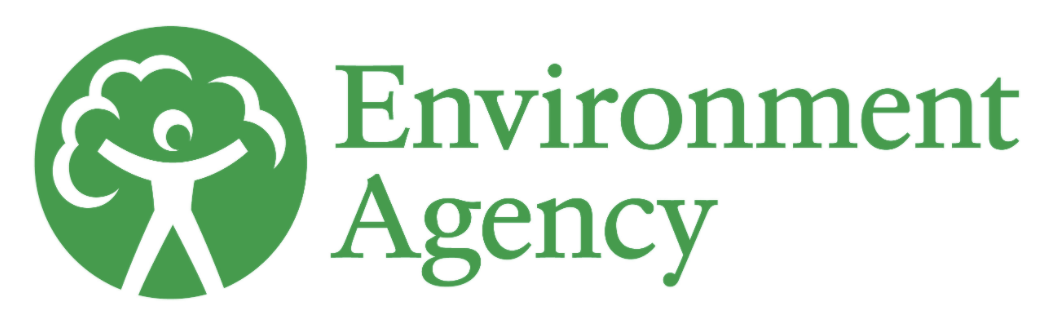 The logo for the environment agency is green and white