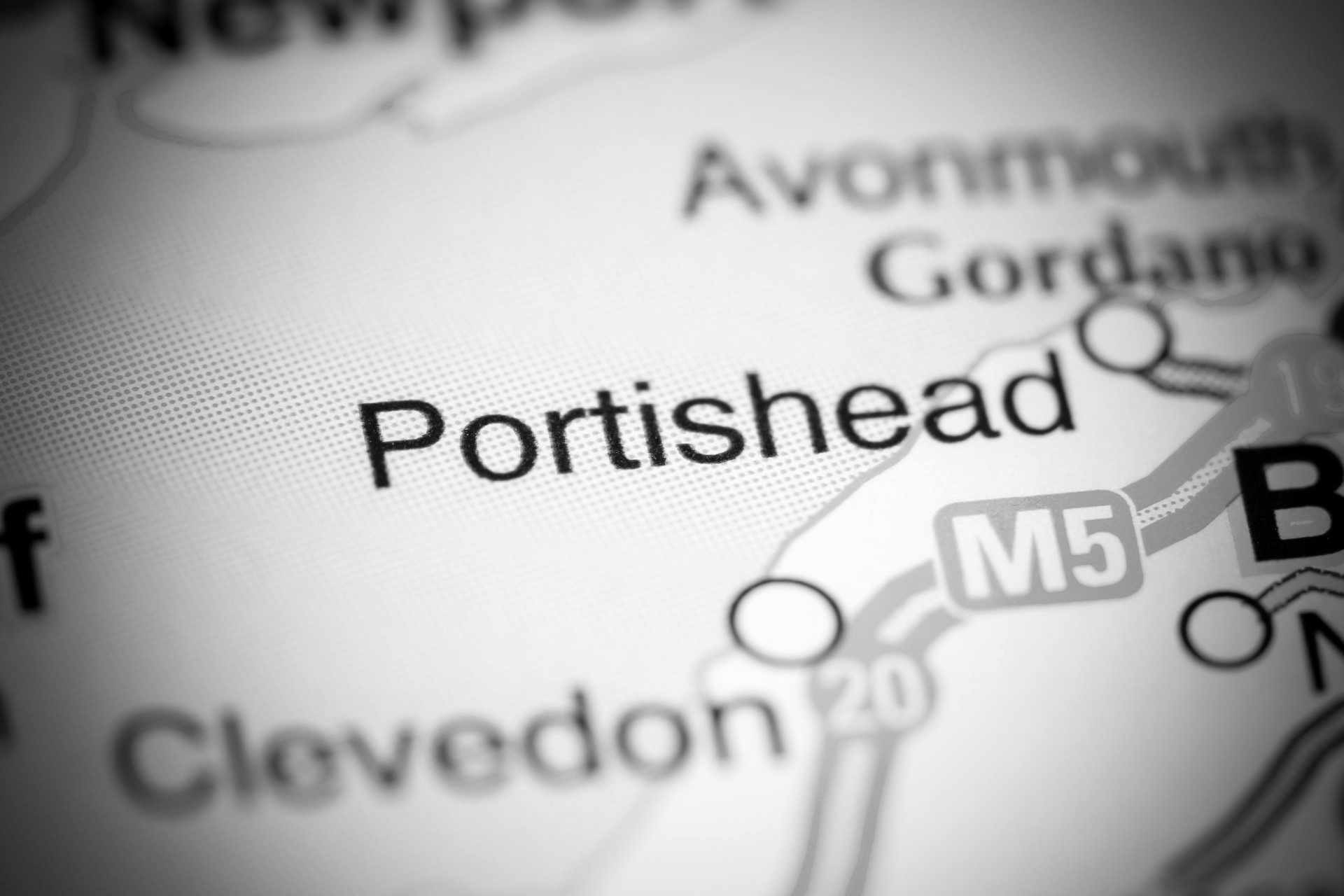 A close up of a map showing the location of portishhead