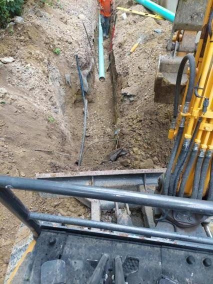 Excavator Digging New Line for Pipes