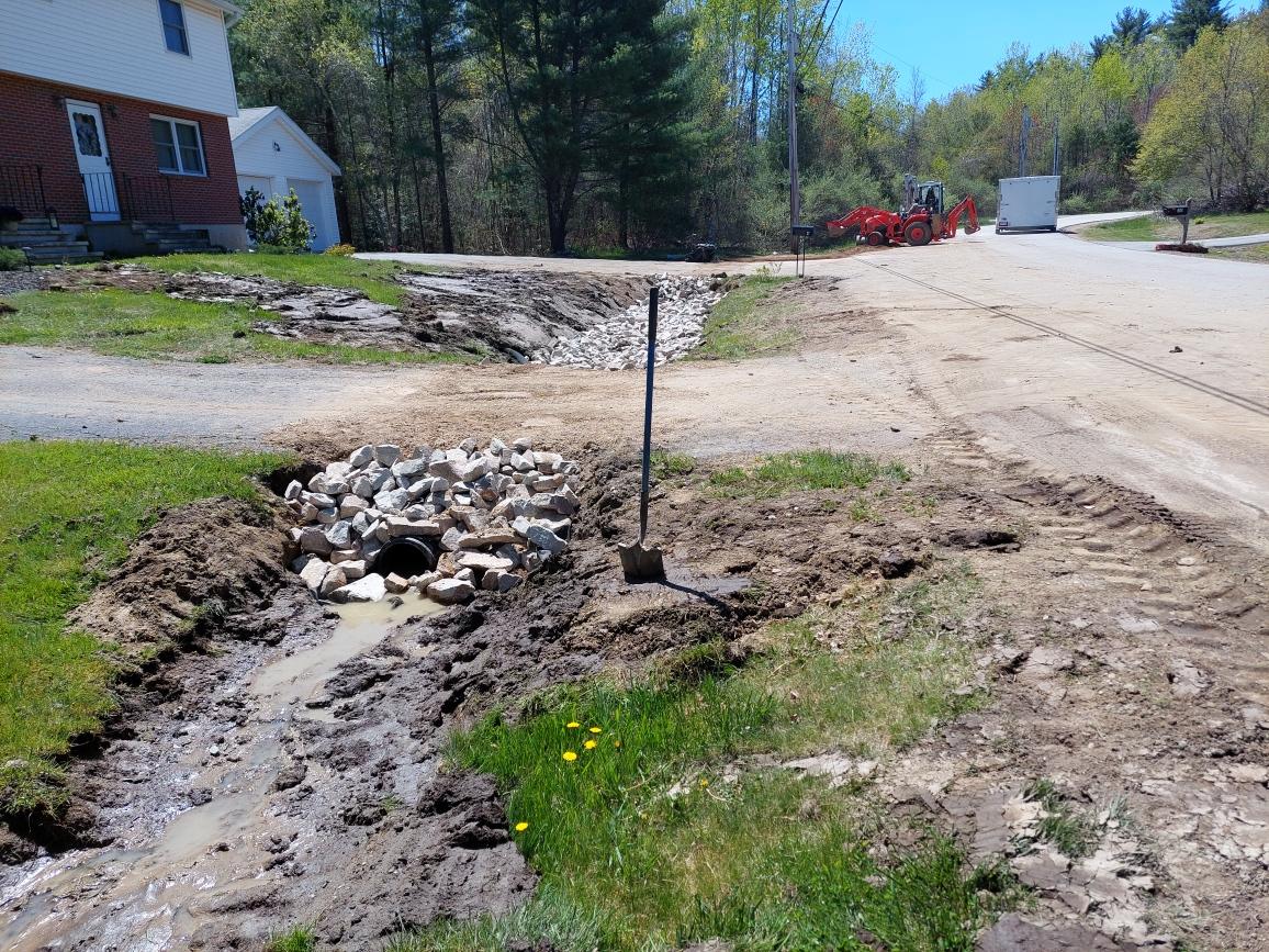 Excavated Area Covered With Rocks