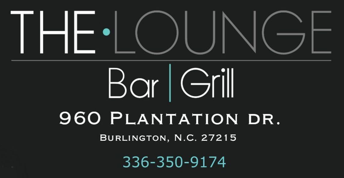 A logo for the lounge bar and grill in burlington nc