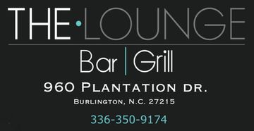 A logo for the lounge bar and grill in burlington nc