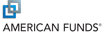 A logo for american funds with a blue square on a white background.