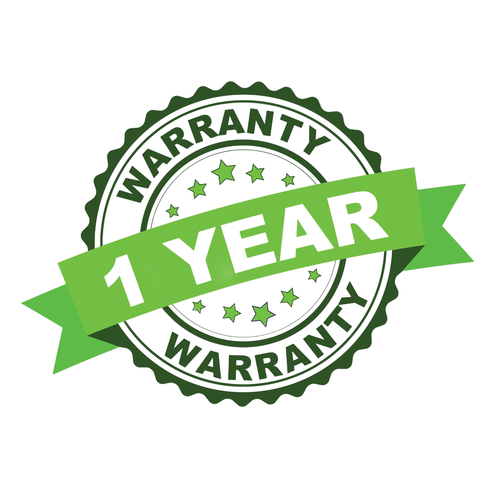 Green and white circular seal with 