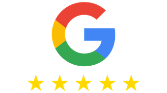 Google logo with five gold stars, indicating excellent reviews.