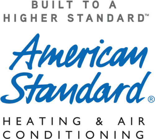 American Standard Heating & Air Conditioning logo: blue text on a white background. 