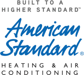 American Standard Heating & Air Conditioning logo: blue text on a white background. 