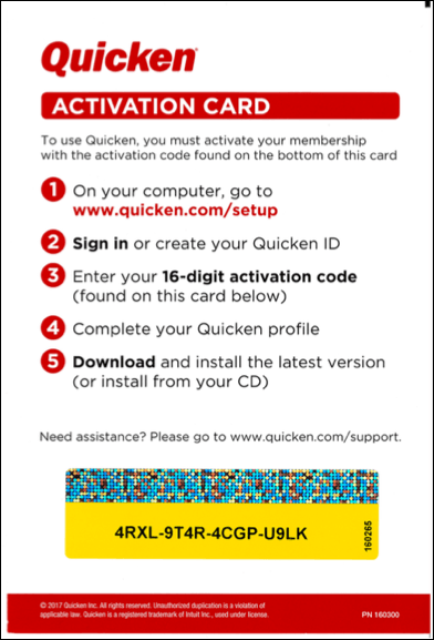 Quicken Activation Card image