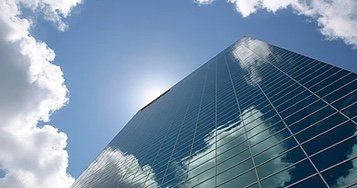 building with blue sky above