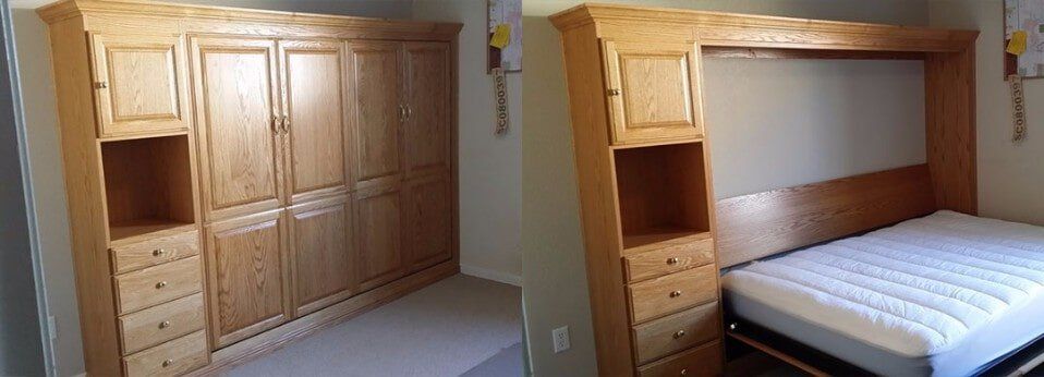 Side Mount Wall Bed before and after - Custom Closets in Glendale, AZ