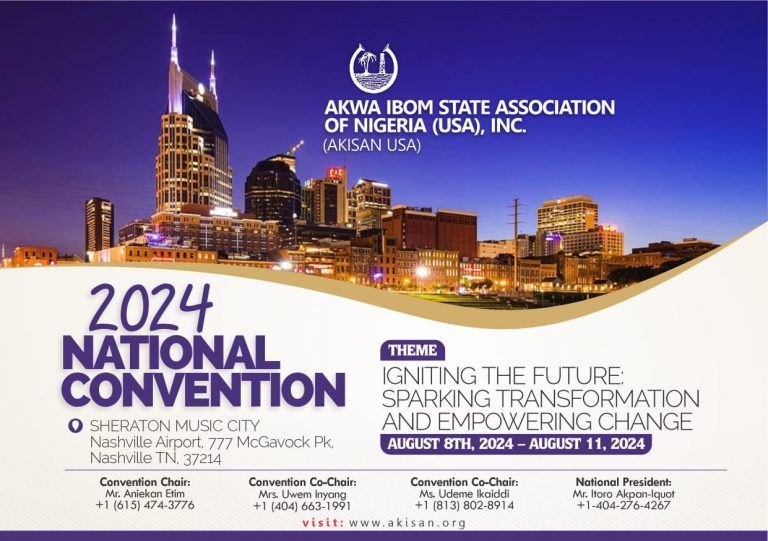 2024 National Convention for Akwa Ibom State Association of Nigeria (USA), Inc. in Nashville. Theme: "Igniting the Future."