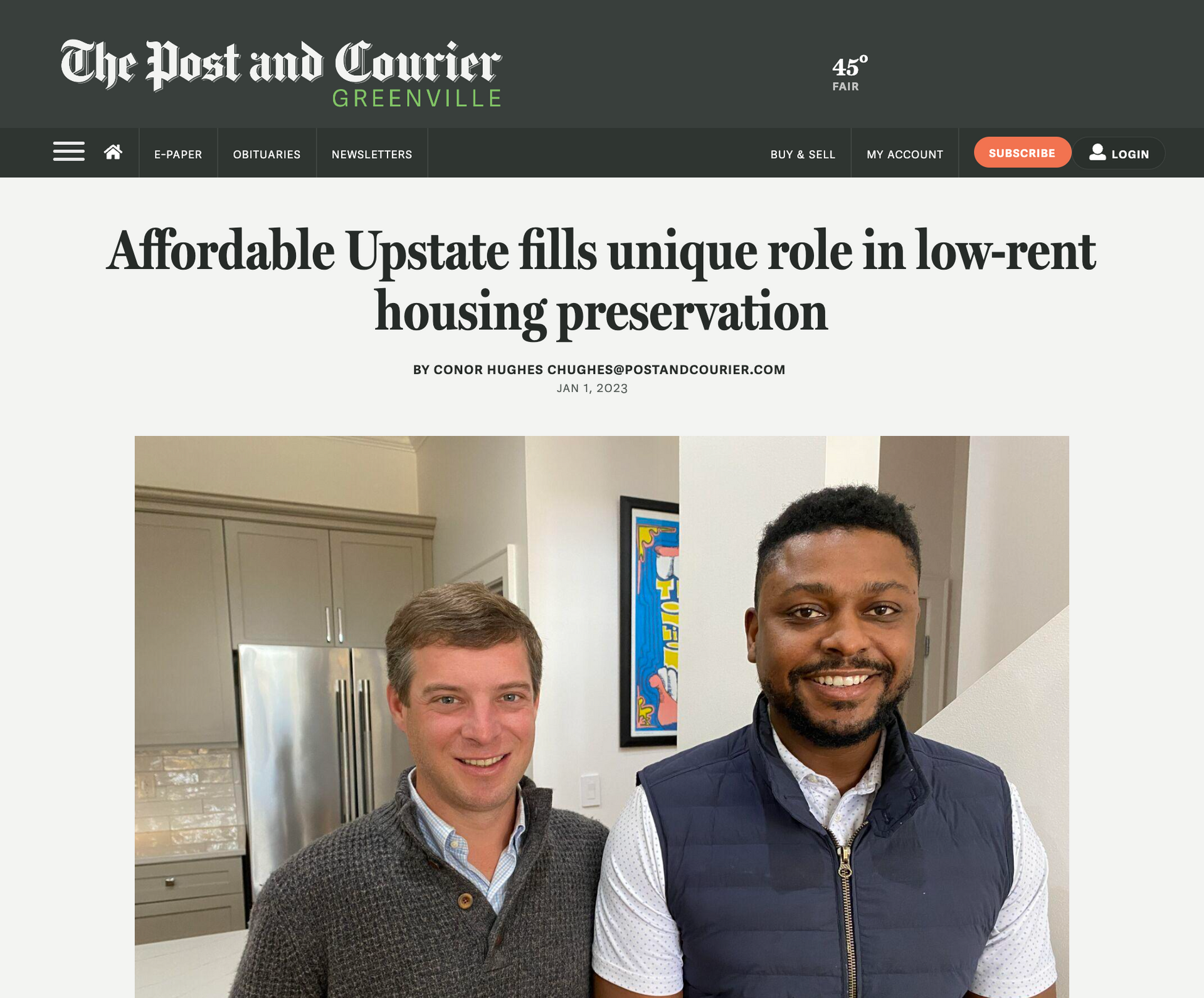 The Post and Courier | Affordable Upstate Fills Unique Role