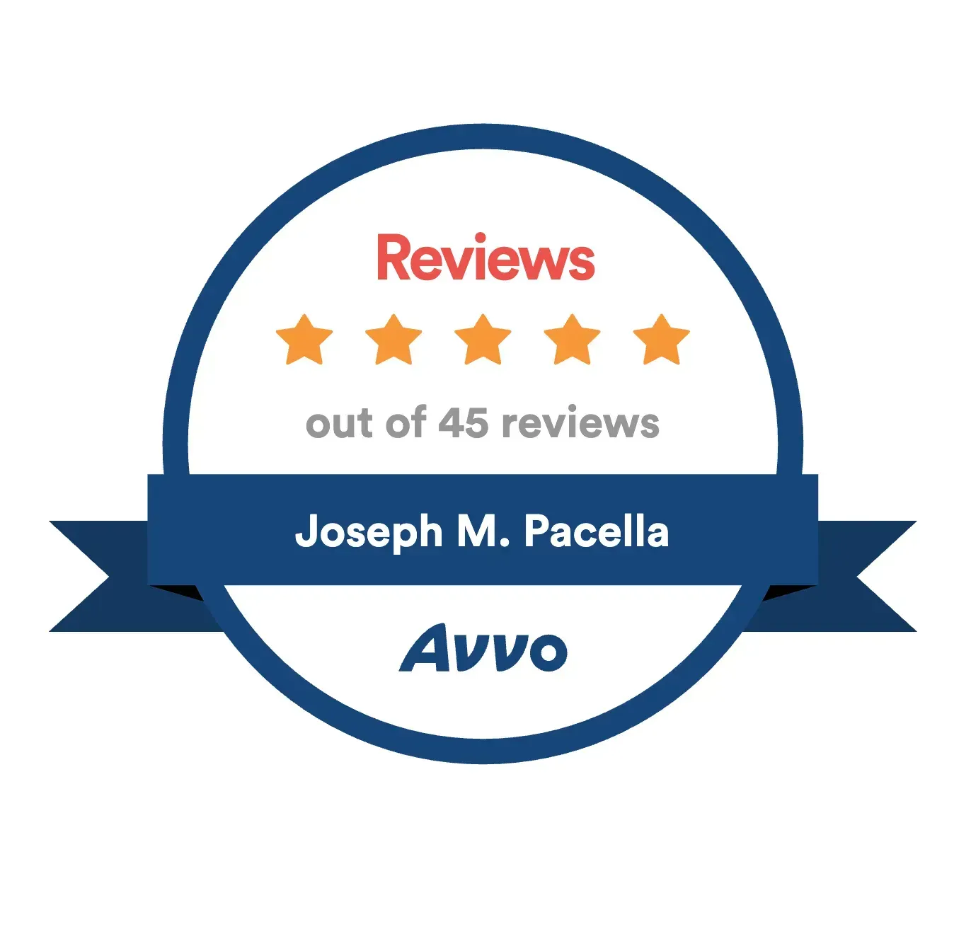 A badge that says reviews out of 45 reviews