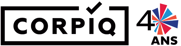 Un logo pour corpiq 4 ans avec une coche et une fleur.