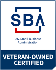 SBA logo: Veteran-Owned Certified. White background, blue and red accents.