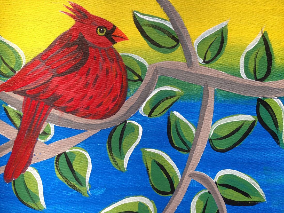Cardinal in the spring painting