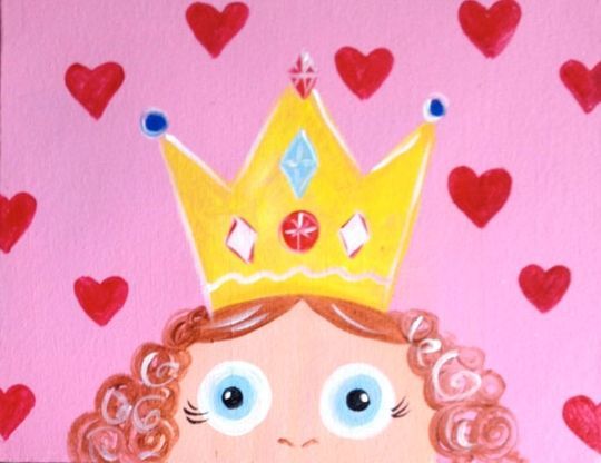 A painting of a girl with a crown on her head