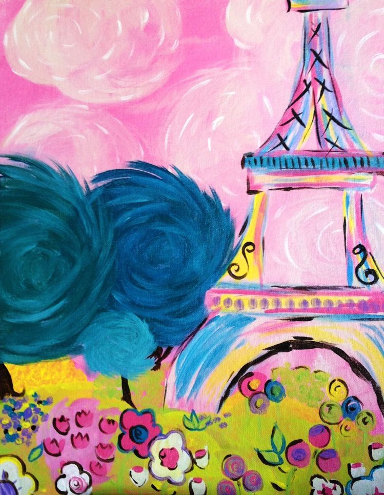 A colorful painting of the eiffel tower in paris