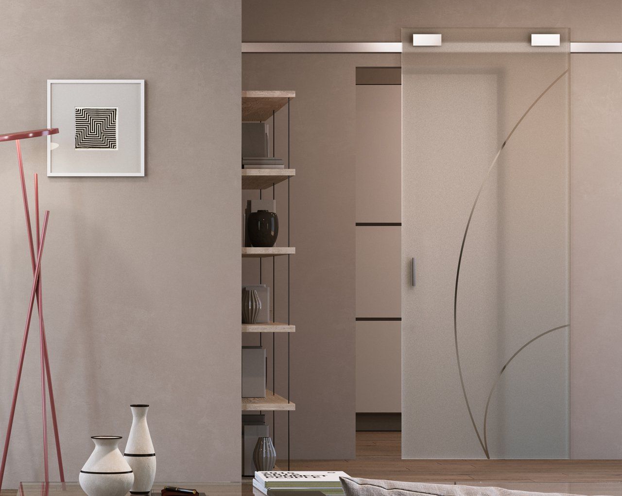 porta in cristallo su rotaia