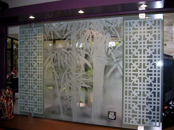 bamboo pattern on stained glass