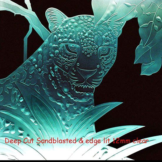 leopard stained glass design, aqua