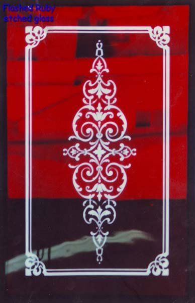 ruby window design on glass