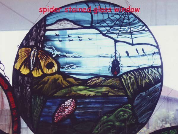 spider and butterfly stained glass