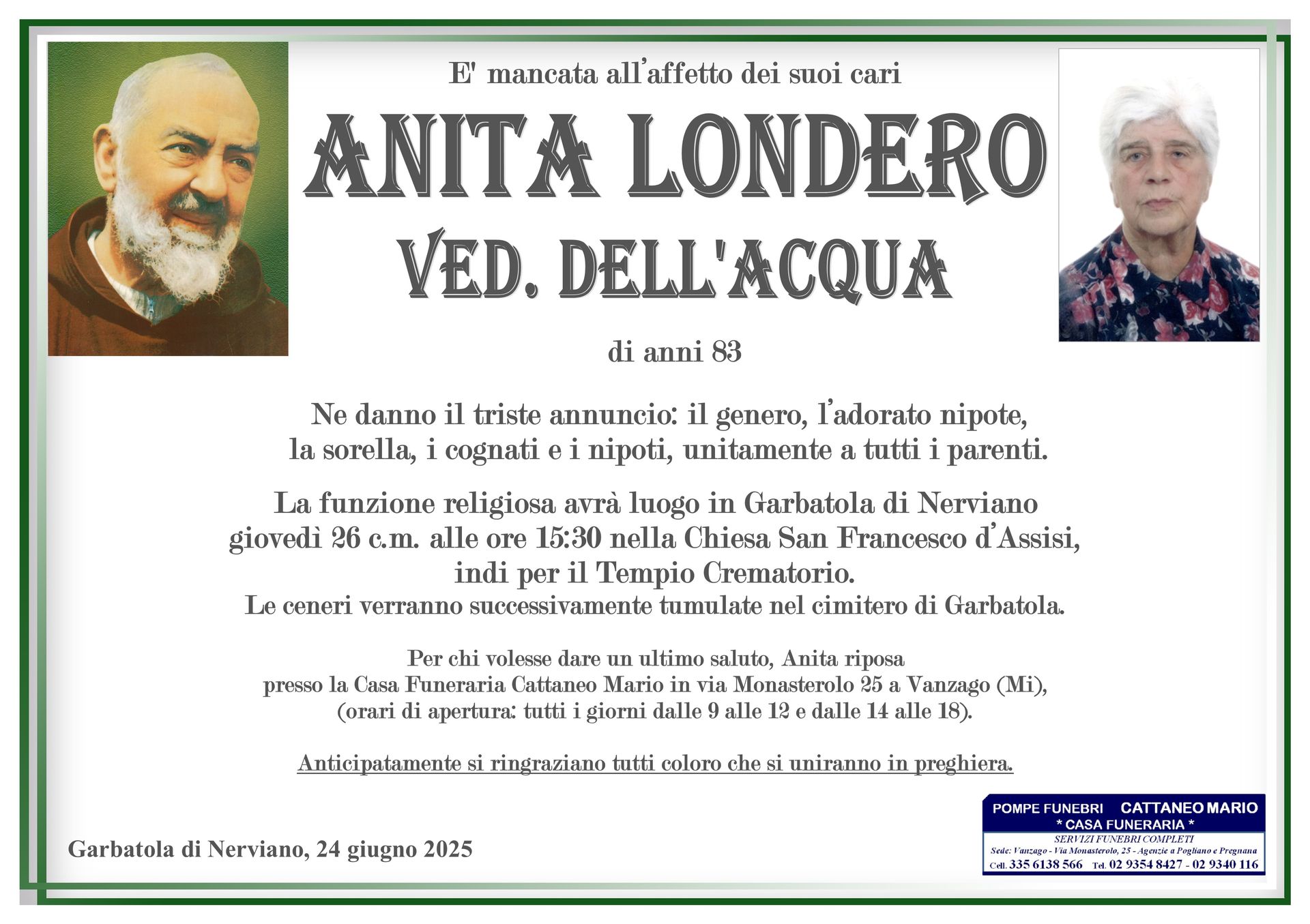 necrologio Anita Londero