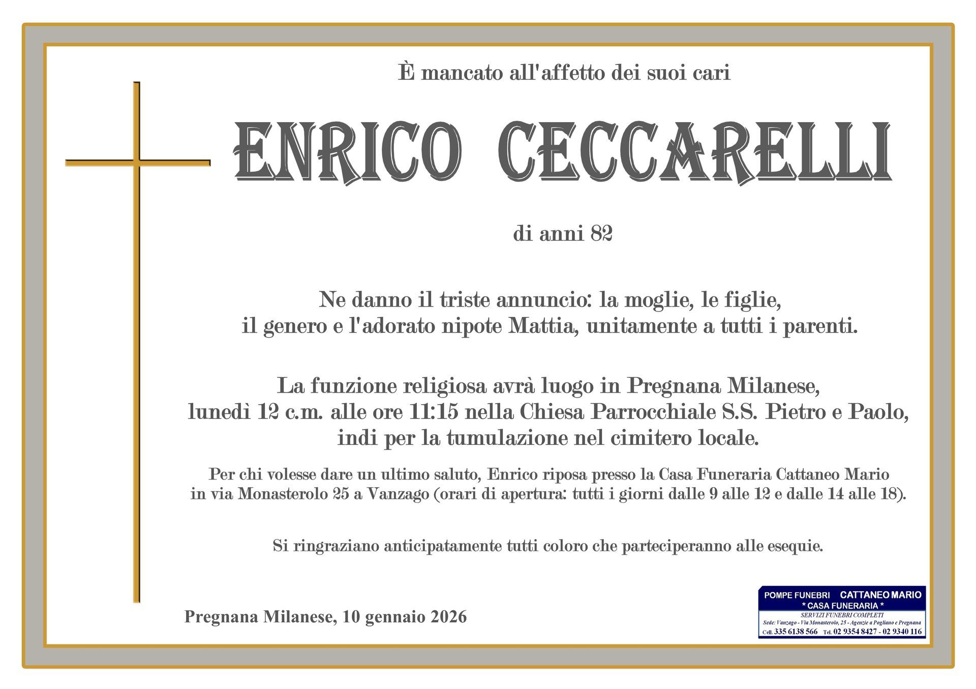 necrologio Enrico Ceccarelli