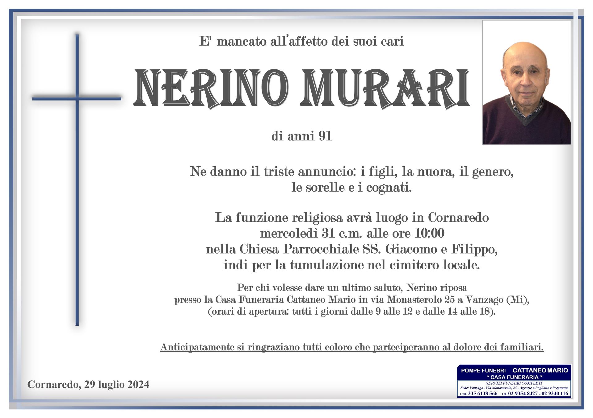 necrologio Nerino Murari