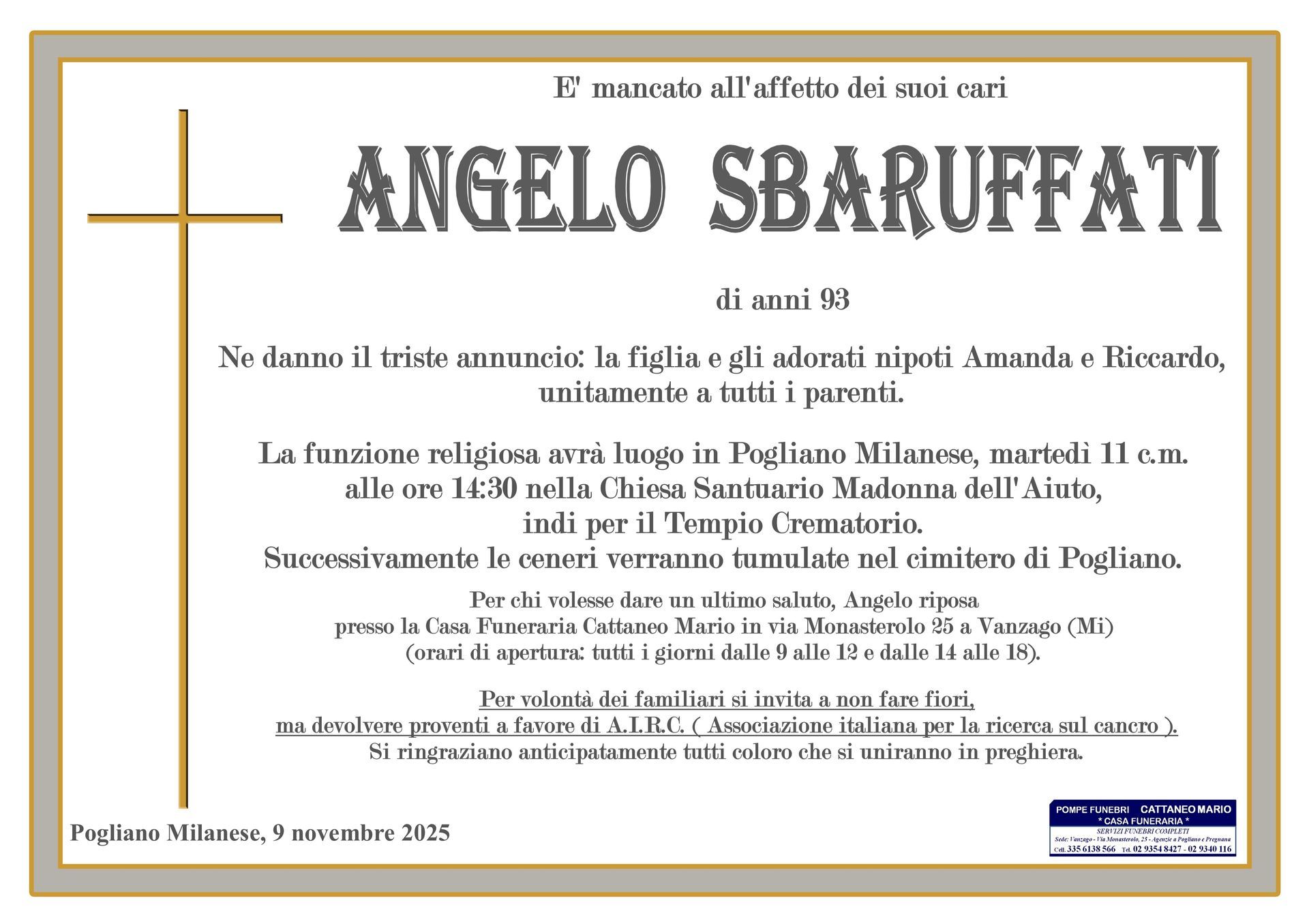 necrologio Angelo Sbaruffati