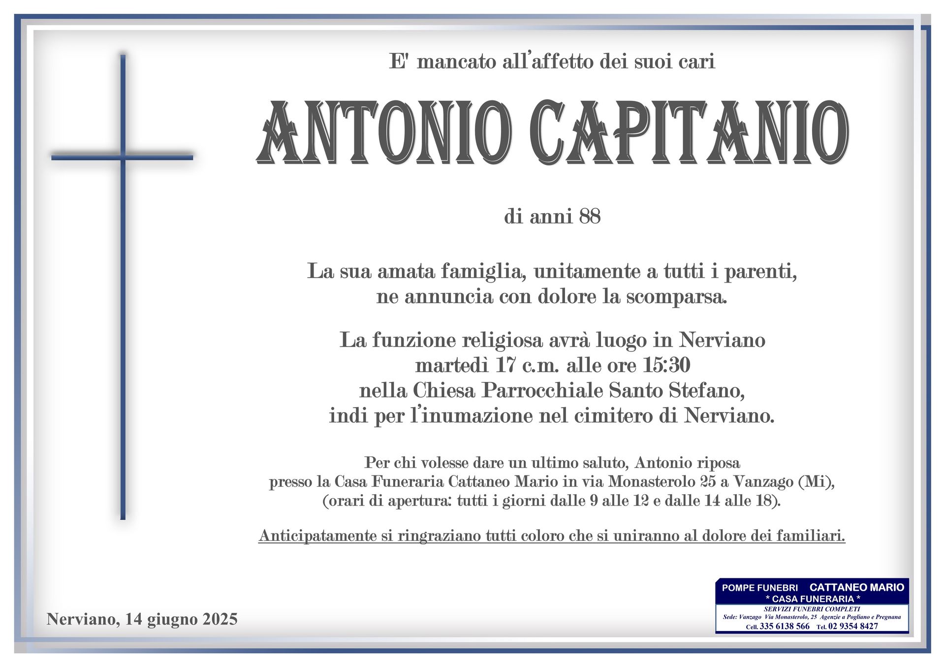 necrologio Antonio Capitanio