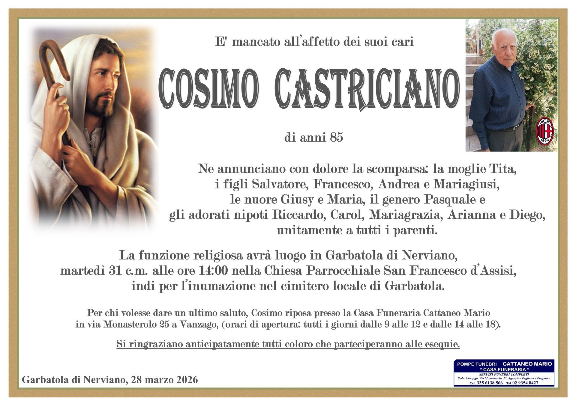 necrologio Cosimo Castriciano