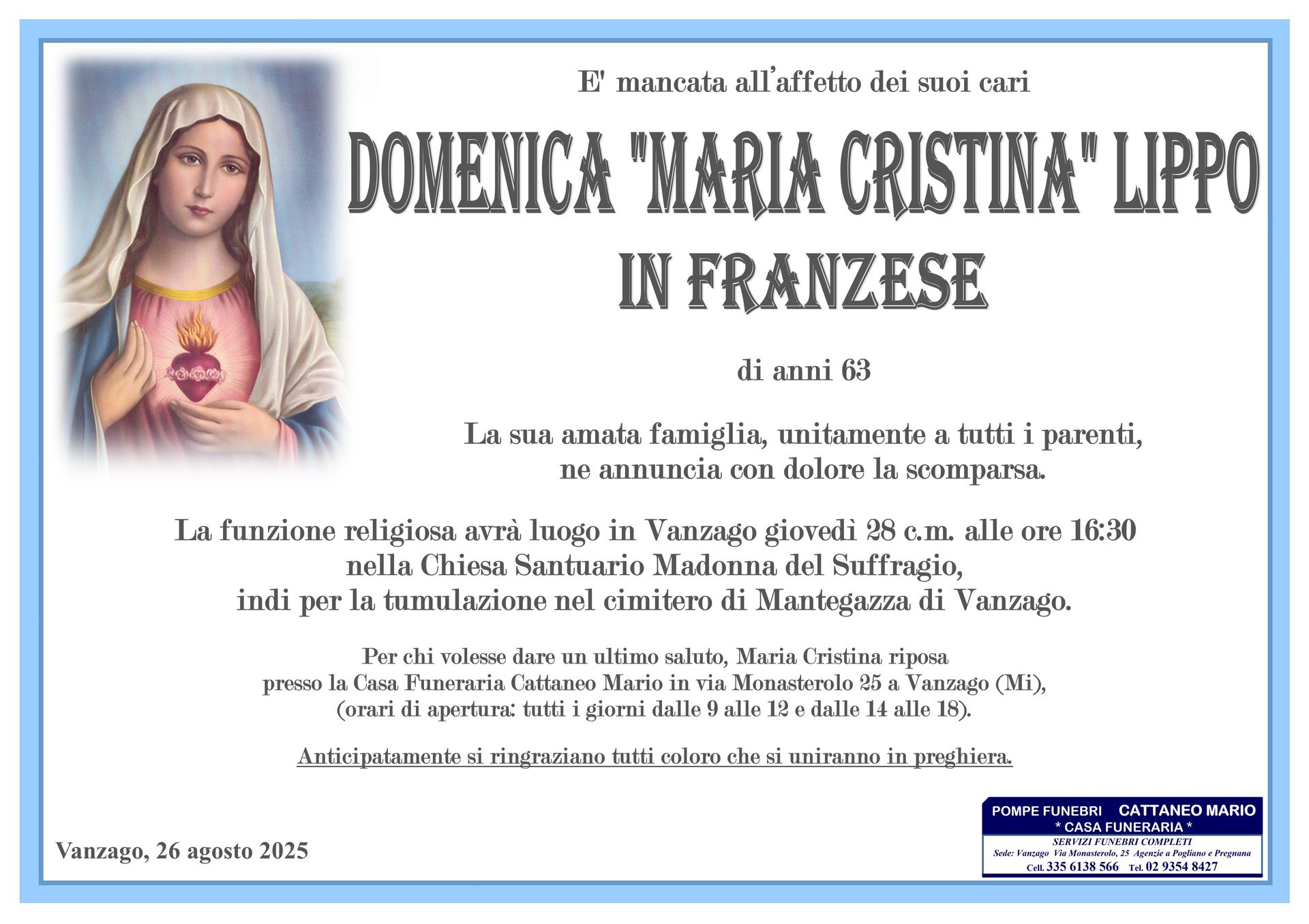 necrologio Domenica 
