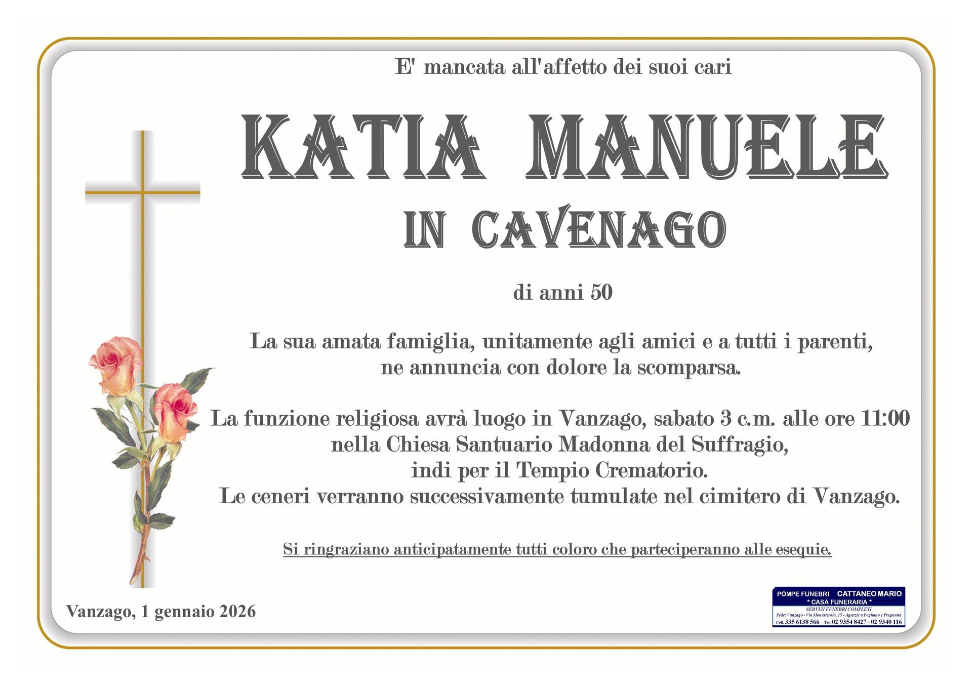 necrologio Katia Manuele