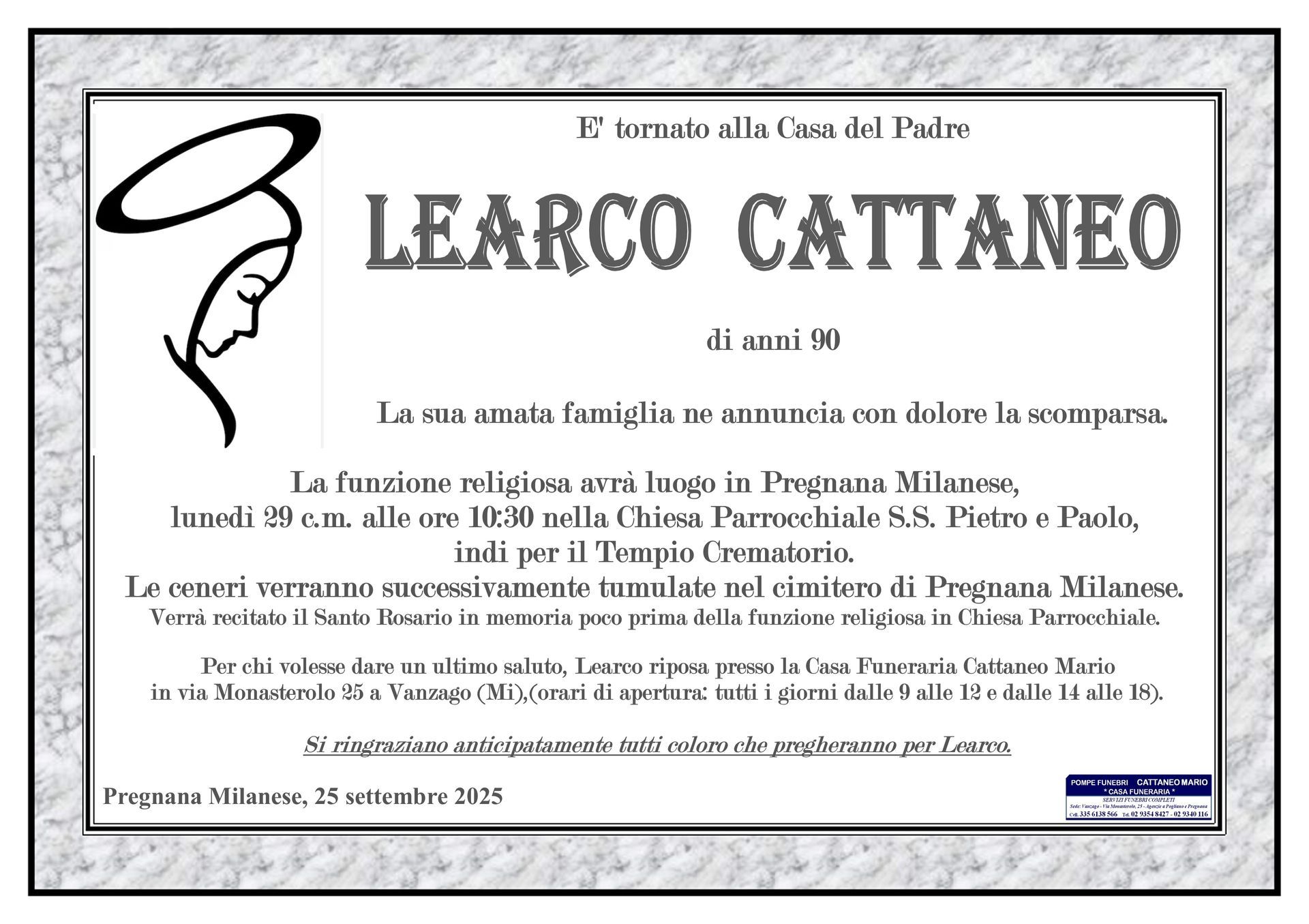 necrologio Learco Cattaneo