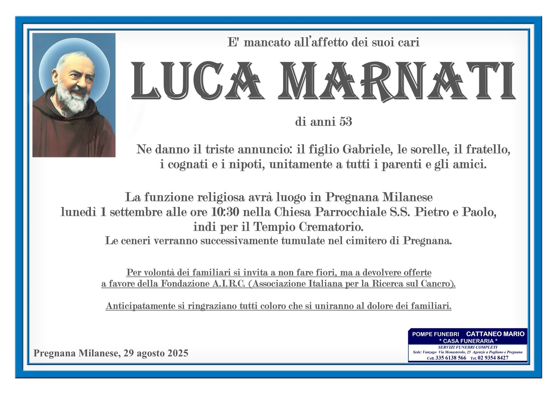 necrologio Luca Marnati