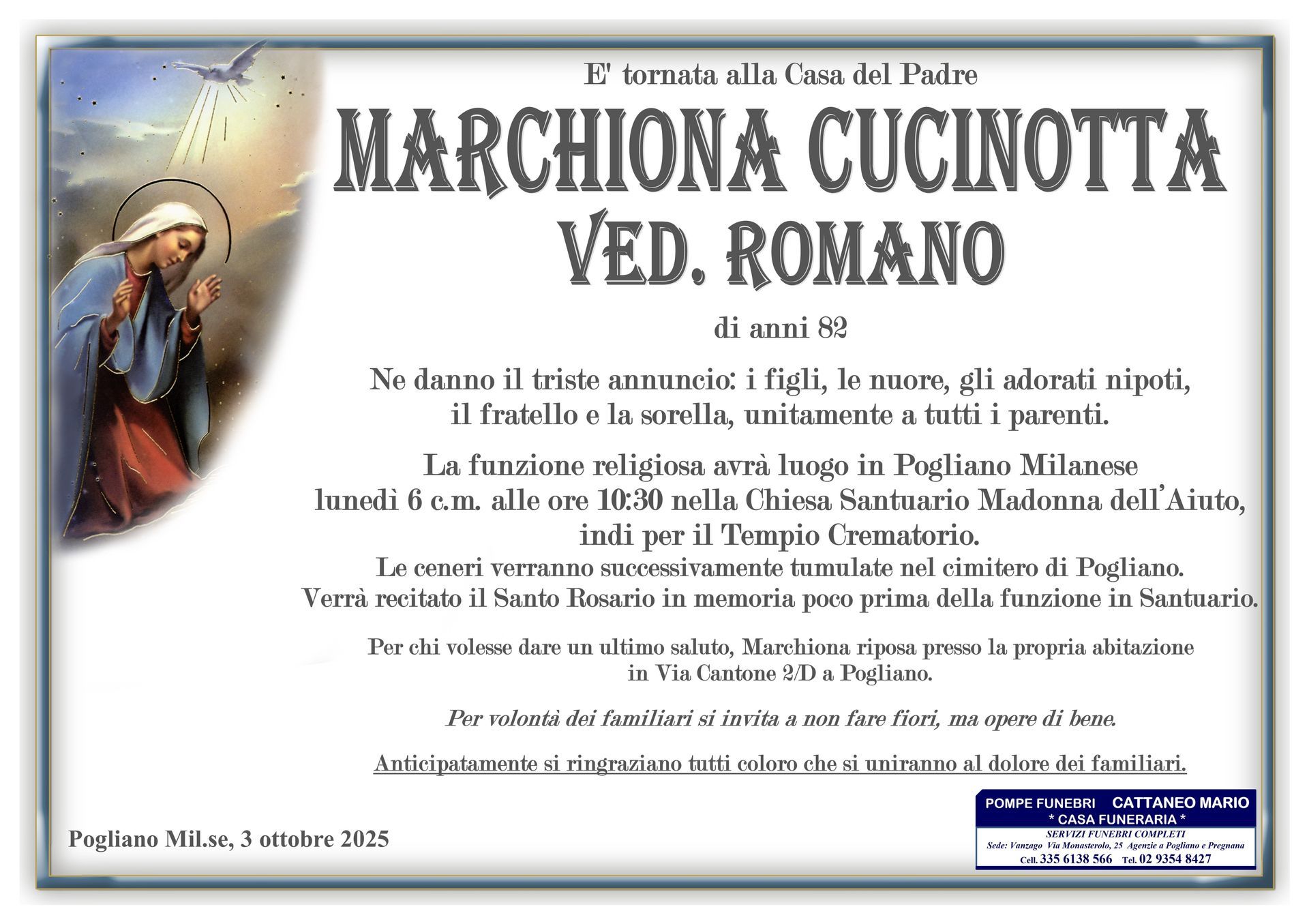 necrologio Marchiona Cucinotta