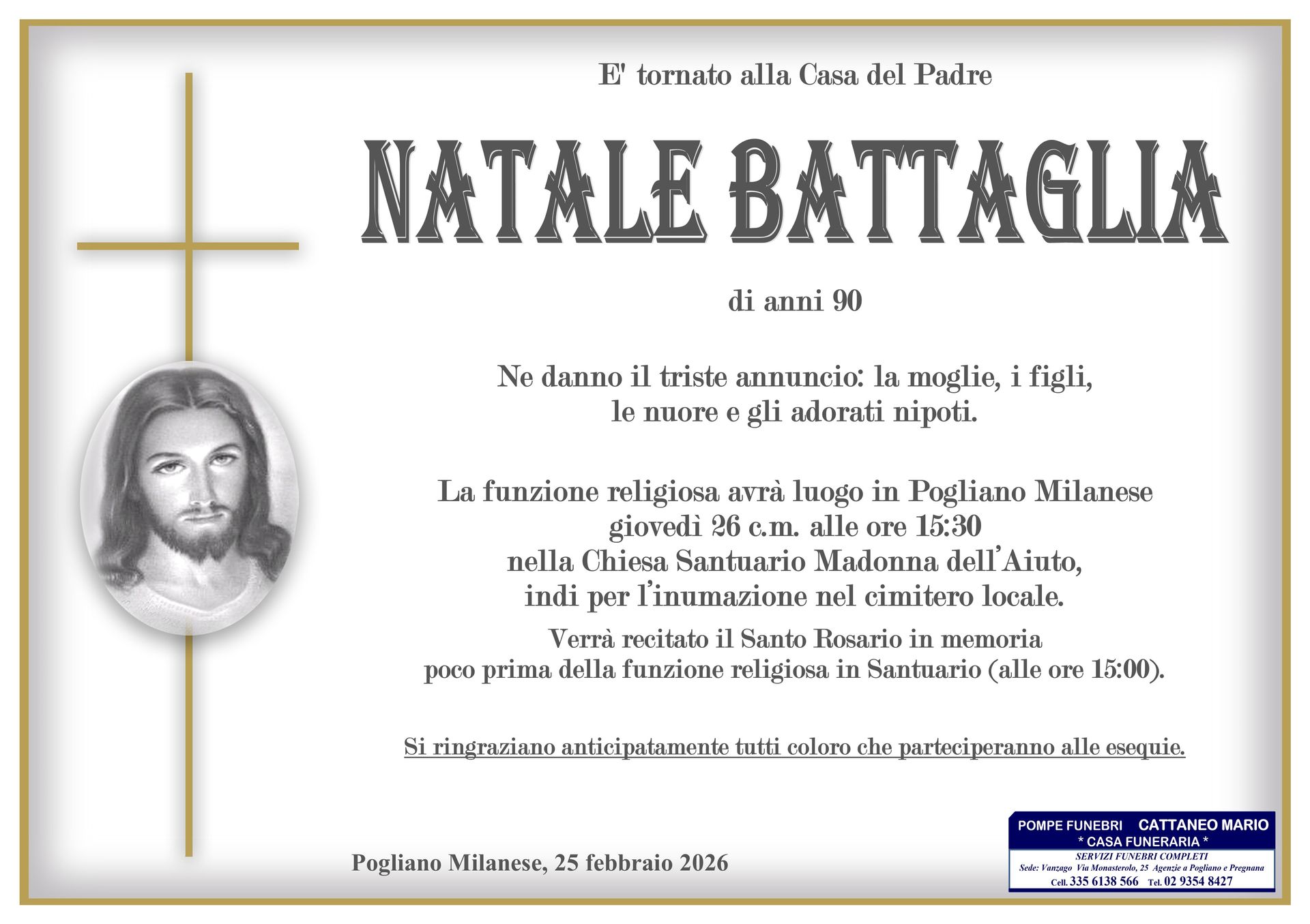 necrologio Natale Battaglia