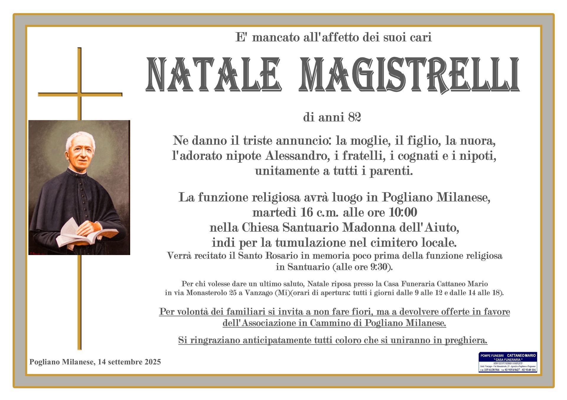 necrologio Natale Magistrelli