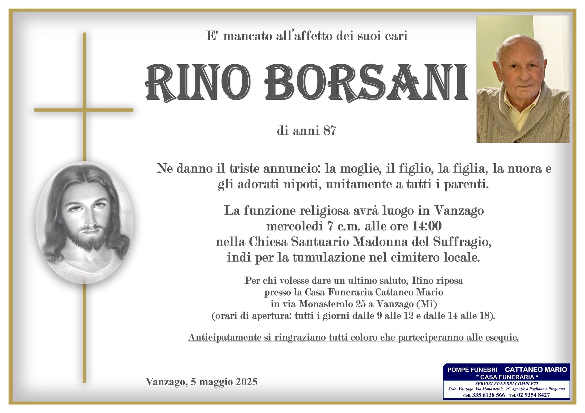 necrologio Rino Borsani