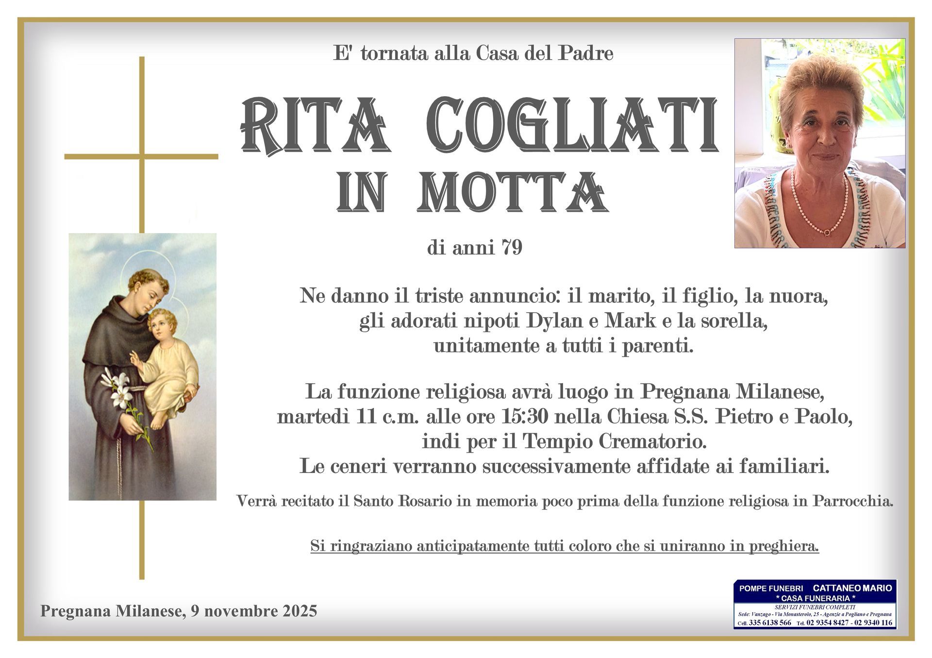 necrologio Rita Cogliati